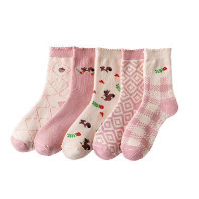 Komfortsocken 5 Paar Damen Socken Pink Rosa aus Premium Baumwollen Winter Warme