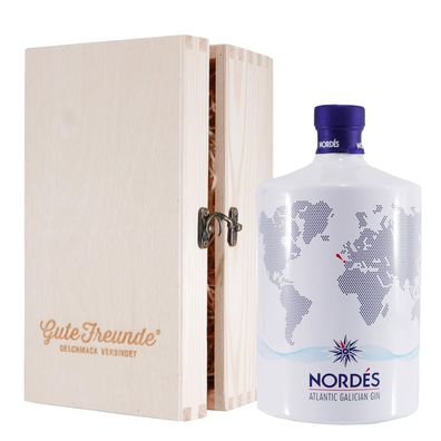 Nordés Atlantic Galician Gin mit Geschenk-Holzkiste