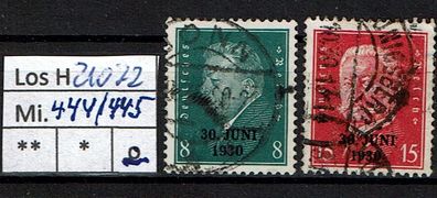 Los H21072: Deutsches Reich Mi. 444/45, gest.