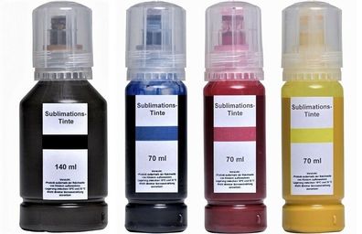 350 ml Sublimationstinte für alle Epson EcoTank Drucker mit Adapter-Flaschen