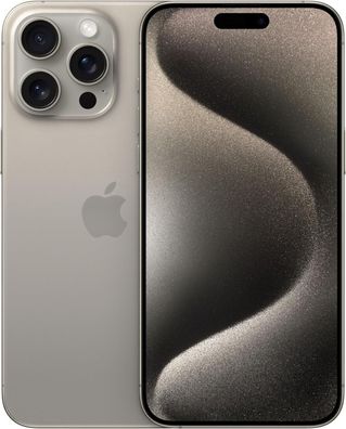 Apple iPhone 15 Pro Max - 1TB - Titan Natur inkl. Silikon Case & Schutzglas