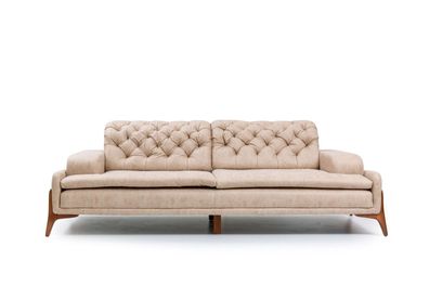 Modern Sofa 3 - Sitzer Designer Beige Farbe Stil 240 cm Wohnzimmer Beige Sofas