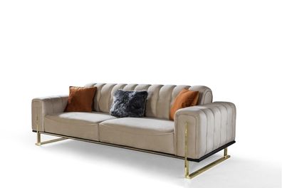 Sofa 3 Sitzer Modern Möbel Beige Farbe Wohnzimmer Luxus Couchen 240cm