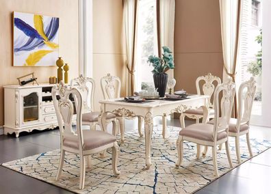 Esszimmer set Möbel für Ihr Interieur perlweiße klassische Möbel aus 8tlg