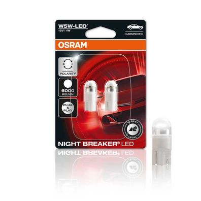 OSRAM LED W5W 12V 1W W2.1x9.5d mit Straßenzulassung 6000K Blister 2St.