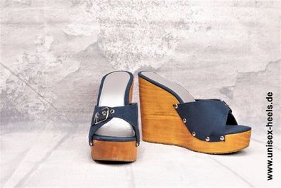 1014 - Hochwertige handgefertigte High-Heel-Wedges mit Echttolzsohle und verstellbare