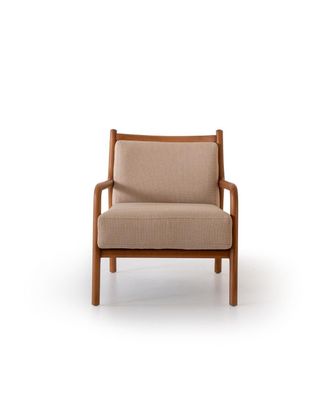 Modern Beige Sessel Wohnzimmer Möbel Luxus Design Polsterung Kunstleder
