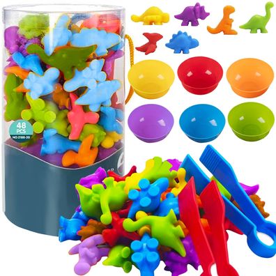 Dinosaurier Set 56 Elementen Lernspielzeug Zählen Farberkennung Montessori 22496