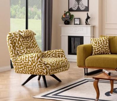 Sessel Modern Grün Wohnzimmer Sitzmöbel Textil Luxus Design Möbel Lounge