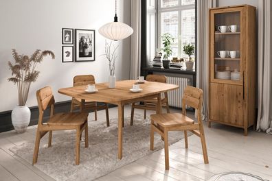 Esstisch Swig aus Wildeiche massiv geölt 90x150 Ausziehbar auf 190 cm Holzbeine