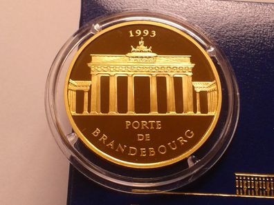 75 Ecus 500 Francs 1993 PP Frankreich Brandenburger Tor 17g Gold 920er