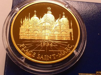 75 Ecus 500 Francs 1994 PP Frankreich Venedig Markusdom Markusplatz 17g Gold 920er