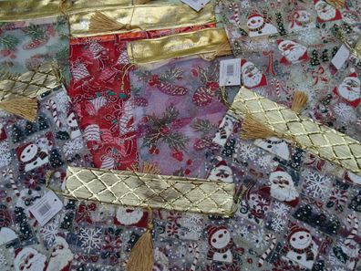 Organza Geschenktaschen 30 x 22,5cm Glocke Schneemann Weihnachtsmann Zugband