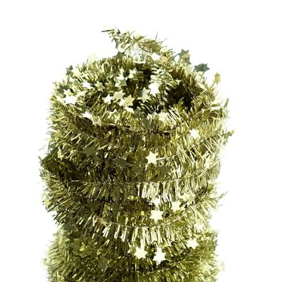 Weihnachts-Lametta-Sterngirlande Goldfarben glänzend 7 Meter - Kunststoff