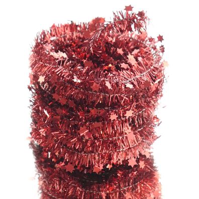 Weihnachts-Lametta-Sterngirlande Rot glänzend 7 Meter - Kunststoff