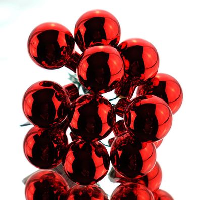 Mini-Weihnachtskugeln Christmas Red am Draht glänzend Ø 2,5 cm aus Glas - 12er Set