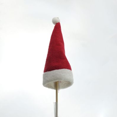 Weihnachtsmütze Rot & Weiß am Stab 20 cm