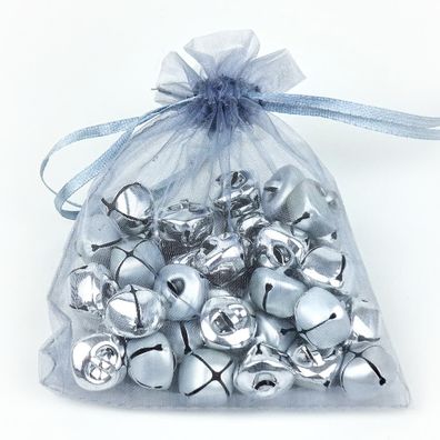 Weihnachtsglöckchen Silberfarben mit 2 Oberflächen Ø 1 cm aus - 40er Pack