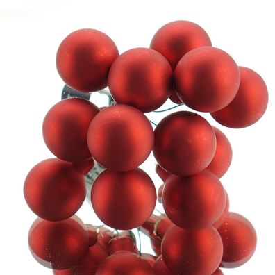 Mini-Weihnachtskugeln Christmas Red rot am Draht matt Ø 2,5 cm aus Glas - 12er Set