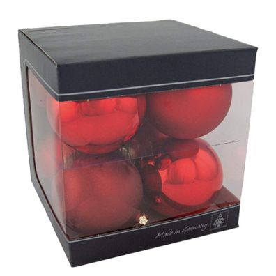 Thüringer Glasdesign Weihnachtskugeln Rot Ø 8 cm aus Glas - 8er Pack