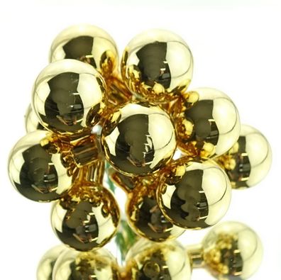 Mini-Weihnachtskugeln Light Gold am Draht glänzend Ø 2,5 cm aus Glas - 12er Set