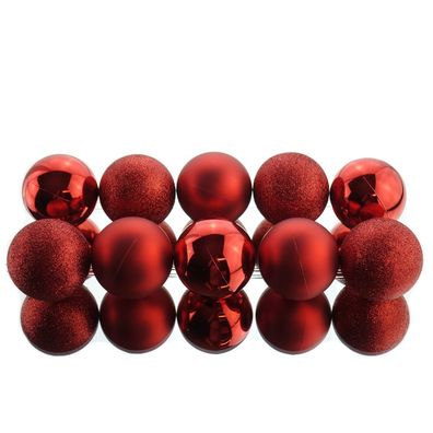 Bruchfeste Weihnachtskugeln Christmas Red rot Ø 6 cm aus Kunststoff - 10er Set