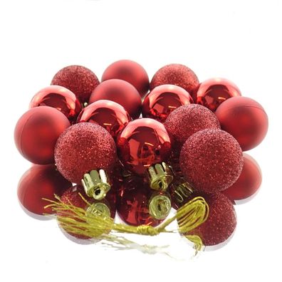 Weihnachtskugeln Christmas Red rot bruchfest Ø 3 cm aus Kunststoff - 14er Set