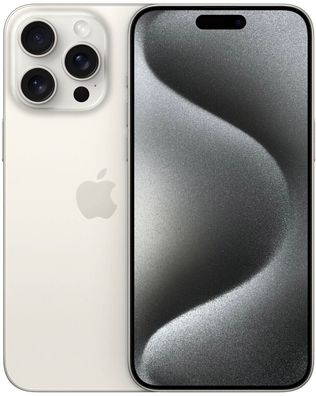 Apple iPhone 15 Pro Max - 256GB - Titan Weiß inkl. Silikon Case & Schutzglas
