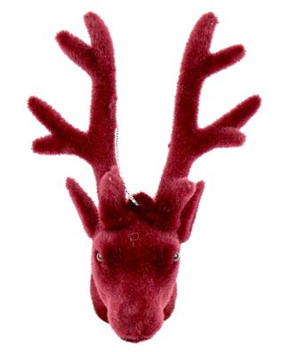 Weihnachtsanhänger Hirschkopf weinrot - Kunststoff 11 x 7,5 x 5cm