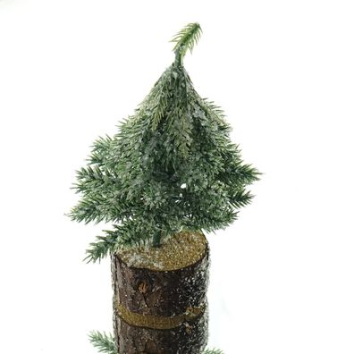 Weihnachtsdeko Tannenbäumchen Grün gefrostet 15 cm auf Holzfuß