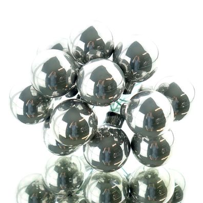 Mini-Weihnachtskugeln Marble Grey grau am Draht Ø 2,5 cm aus Glas - 12er Set