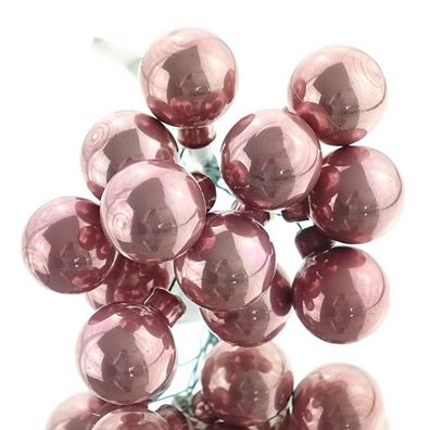 Mini-Weihnachtskugeln Velvet Pink samtpink am Draht Ø 2,5 cm aus Glas - 12er Set