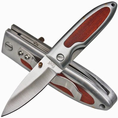 Fox Outdoor Taschenmesser Einhandmesser Metallgriff mit Holzeinlage