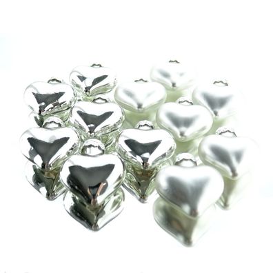 Weihnachtsanhänger Herzen Silberfarben 4 cm aus Glas - 12er Set