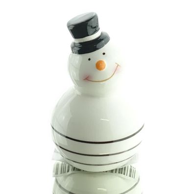 Weihnachtsfigur Schneemann Frosti Schwarz & Weiß Ø 5,5 x 9 cm - Keramik