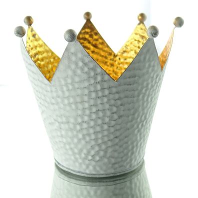 Weihnachtsdeko Krone Kirana geweißtes graues Metall innen goldfarben Ø 14 cm