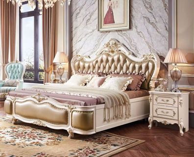 Klassischer Schlafzimmer Luxus Set 3tlg Bett + 2x Nachttische neu
