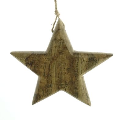 Weihnachtsanhänger Stern aus Lucidatoholz natur Ø 14 cm