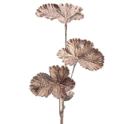 Weihnachtlicher Zweig mit 3 Blättern Roségold metallic 29 cm - Kunstpflanzen