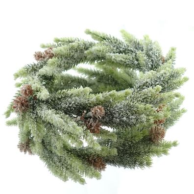 Weihnachtskranz Fichte mit Zapfen & Schnee 25 cm - Kunstblumen