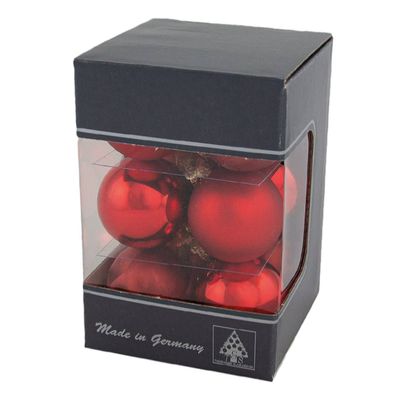 Thüringer Glasdesign Weihnachtskugeln Rot Ø 4 cm aus Glas - 12er Pack