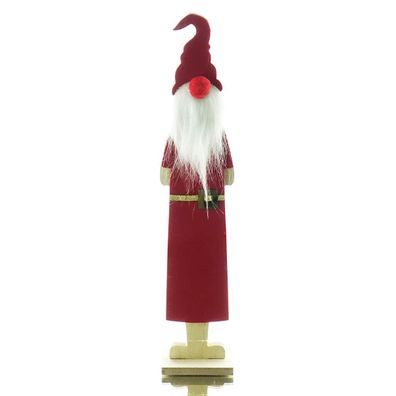 Weihnachtsmann Rot mit Stoffapplikationen 40 cm - Holz