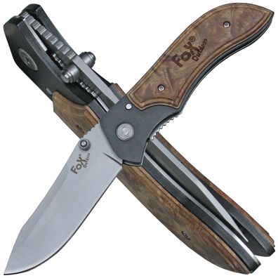 Fox Outdoor Taschenmesser Einhandmesser mit Edelholzauflage Liner Lock