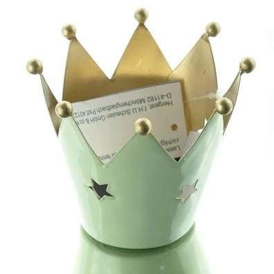 Weihnachtsdeko Krone Grün / Gold mit ausgestanzten Sternen Ø 9 cm - Metall