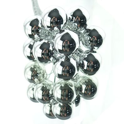 Mini-Weihnachtskugeln Silberfarben am Draht glänzend Ø 2,5 cm aus Glas - 12er Set