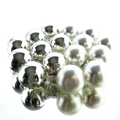 Christbaum-Mini-Kugeln Silver silberfarben Ø 3,5 cm aus Glas - 16er Set