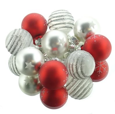 Christbaum-Micro-Kugeln Rot & Silberfarben Ø 3 cm aus Glas - 9er Set