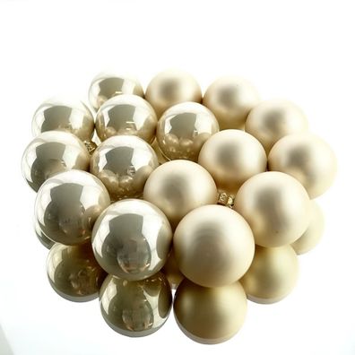 Christbaum-Mini-Kugeln Pearl beige Ø 3,5 cm aus Glas - 16er Set