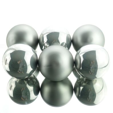 Christbaumkugeln Marble Grey silbergrau Ø 8 cm aus Glas - 6er Set