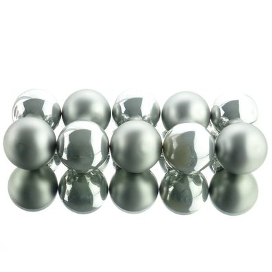 Christbaumkugeln Marble grey grau 5 x glänzend & 5 x matt Ø 6 cm aus Glas - 10er Set